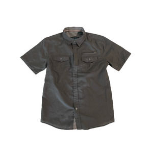 Bold Blue Gray Collar Button Down Kids Shirt Size M